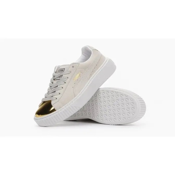 Puma Suede Platform Cream Gold Toe - Picture 12 of 12